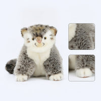 Pallas's Cat Stuffed Soft Stuffed Cat with Fuzzy Tail Toy Cute Seated for Collectors, Nursery, Desk