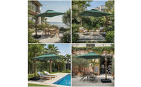 Square Patio Umbrella Double-Pole Patio Umbrella with Wheeled Base Rotatable for Poolside, Garden