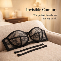 Strapless Bras for Women with Detachable Straps and Push Up Support, Backless Bandeau with Anti-Slip Silicone for Tops