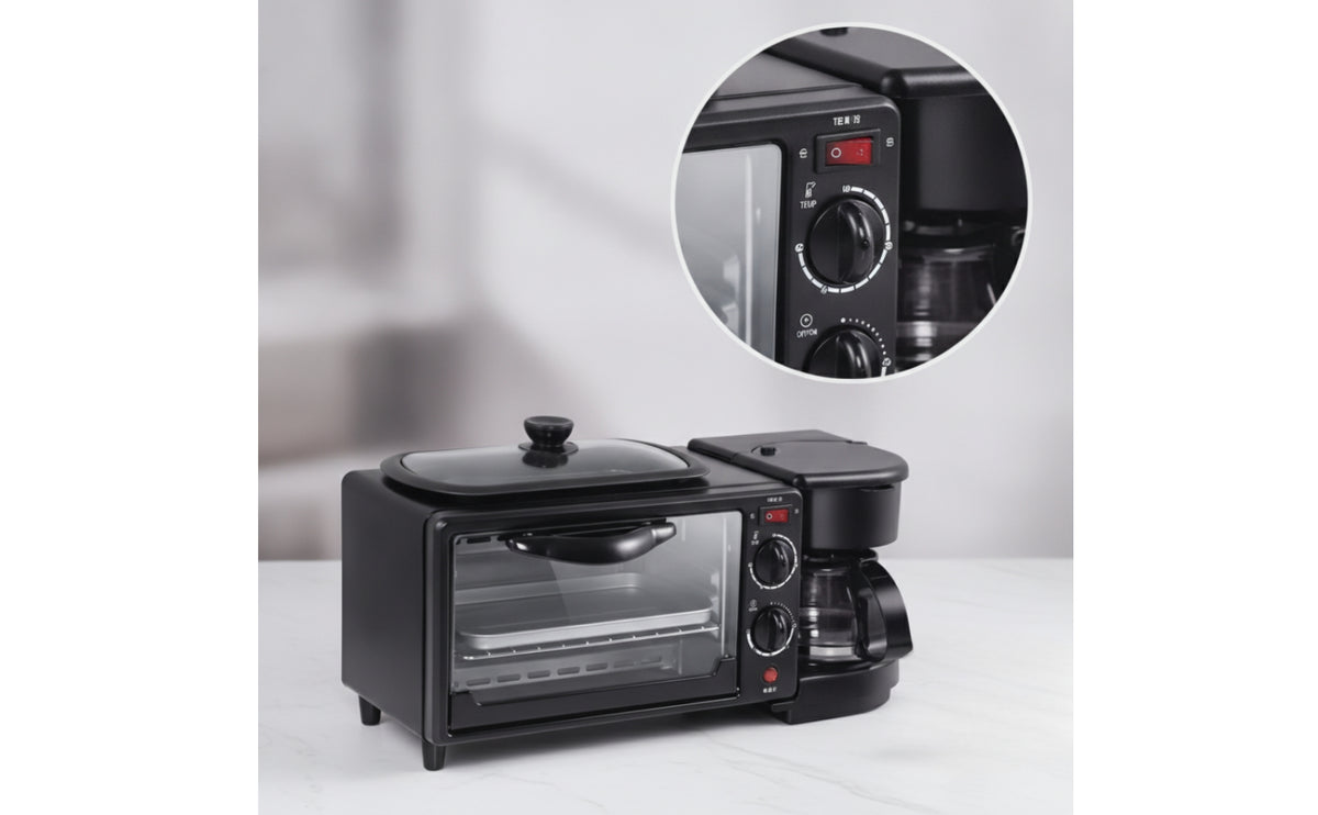 Combination Breakfast Machine Space-Saving Combination Breakfast Hub Countertop Toasting Oven Oven for Apartment Dwellers, Students, Small Kitchens