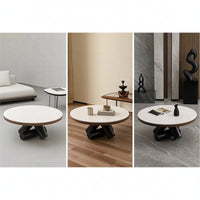 Round Coffee Table Sculptural Stone Coffee Table Geometric Furniture for Apartment Dwellers, Living Room, Small Areas