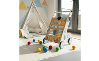 Multi-Activity Shopping Trolley Stroller Bead Maze Wooden Baby Stroller Xylophone for Toddlers, Babies, Playroom
