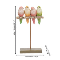 Bird Figurine with Wooden Base Compact Bird Ornament with Branch Sturdy for Desk