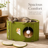 Multi-Layer Felt Cat Cave Bed with Scratching Post for All Seasons