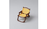 1:64 Scale Miniature Camping Chair Yellow Miniature Folding Chair Brown Frame Folding Seat Model Armrests for Scene Decoration