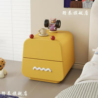 Mini Size Cartoon Bear Nightstand Space-Saving Bedside Table Rounded Corners Storage Cabinet Easy Assembly for Children, Toddlers, Parents, kid's Room, Bedroom, Nursery, Playroom