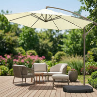 Cantilever Patio Umbrella with Water-Fillable Base Fillable Cantilever Offset Patio Umbrella Weighted for Backyard, Garden, Poolside