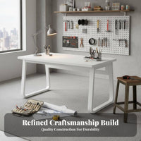 Minimalist Design Simple Home Workstation Space-Saving Rectangular Desk with Metal Legs Multi-Purpose Computer Table Easy Assembly for Teenagers, Remote Workers, Apartment Dwellers, Bedroom