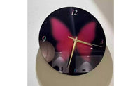 Butterfly Wall Clock Black Dial Round Wall Clock Gold-Tone Hands Timepiece
