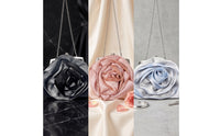 Elegant Floral Kiss Lock Evening Bag Dressy Rose Clutch Compact Flower Evening Clutch Romantic for Weddings, Prom, Date Nights