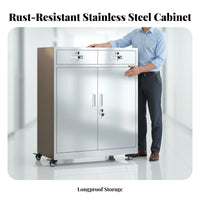 Stainless Steel Drawer Cabinet Rustproof Mobile File Cabinet with Lock Mobile Office Drawer Unit for Lab Technicians, Research Facility