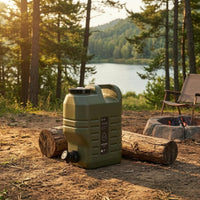 Built-in Handle Spigot Water Jug Screw Cap Portable Water Container Ribbed Side Plastic Jerry Can Molded Grip Cutout