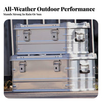 Waterproof Lidded Storage Trunk Large Capacity Latching Aluminum Case Multi-Functional Organizer Chest Portable for Campers, Outdoor fans, Homeowners, Camping, journey journeys