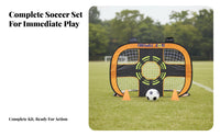 Foldable Kids' Football Net Easy Assembly Portable Soccer Net Set Includes Carrying Bag Quick-Setup for Park, Backyard, Beach