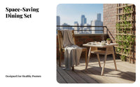 Indoor/Outdoor 3 Piece Wood and Rattan Dining Set Easy to Clean Space Saving Dining Set Long-Lasting Small Apartment Kitchen Table Ergonomic Design for Couples, Homeowners, Patio, Breakfast Nook