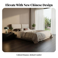 Upholstered foundation Frame Modern Chinese Design Upholstered Wood Frame Song period design sensibility Bedroom Furnishing for pairs, Adults, Apartment, Home