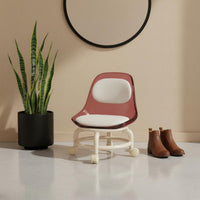 Transparent Rolling Stool with Backrest Stable Load-Bearing Acrylic Low Stool on Wheels Wheeled Low Floor Chair for Living Room