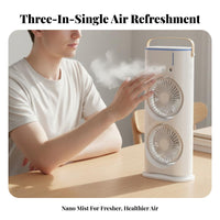 Desktop Water Cooling Fan Versatile Function Power-Storing Personal Air Conditi Single R USB Powered Portable Misting Fan for Campers, Bedroom, Travel