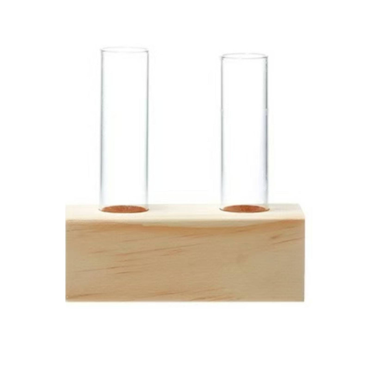 Natural Wood Test Tube Vase Minimalist Design Test Tube Flower Vase Compact Hydroponic Plant Holder for Windowsill, Desk, Office, Bookshelf