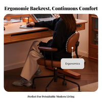 Rolling Casters Wheeled Low-Back Armrest Chair Modern Aesthetic Desk Seat 360-Degree Swivel Office Furniture Adjustable Height for Students, Home Workers, Adults, Bedroom, Study Room, Dressing Area, Small Areas