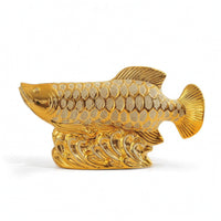 Fishing Ornament on Undulating Base Shiny Fishing Ornament Reflective Sculpture for TV Cabinet, Living Room, Office