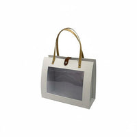 Clear Window Gift Bag DIY Friendly Paper Tote Bag with Handles Foldable Transparent Window Tote for Florists, Parties