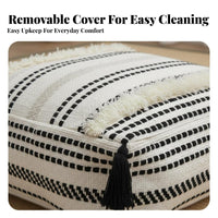 Removable and cleanable Cover Woven Round Footstool Multi-Functional Floor pad Comfortable Seating Pouf Ottoman adaptable Use for Apartment Dwellers, Students, Parents, Living Room, Balcony, Small Spaces, study corner