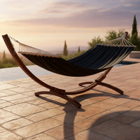 Hammock Chair with Stand Freestanding Hanging Chair with Stand Wooden Hanging Lounger with Frame for Adults, Balcony, Garden, Backyard