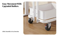 Mobile with Wheels Foldable Rolling Bookshelf Space-Saving 3-Tier Collapsible Trolley Large Storage Capacity Utility Trolley Multi-Functional for Office Workers, Homeowners, Study Room, Classroom, Bedroom, Kitchen