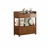 Sturdy Construction Multi-Tier Tea Trolley Large Capacity Household Furniture Oriental Design Side Cabinet Polished Finish for Hosts, Homeowners, Living Room, Reception Area, Home Office