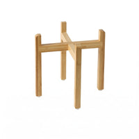Cross-Brace Bowl Stand Bamboo Finish Wooden Pet Bowl Stand Open Design Raised Pet Feeder Holder