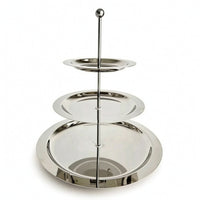 Stainless Steel Serving Plate with Raised Center Mirror Polished Dessert Tray Easy to Clean Cake Platter Food-Grade for Bakers, Buffets