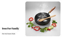 Scale Pattern Scale Pattern Wok Naturally Nonstick Flat Bottom Wok Iron Stir Fry Pan Even Heating Uncoated Skillet Pre-Seasoned
