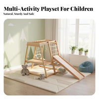 Wooden Climbing Triangle Set Made of Beech Wood Young Child Gym with Slide Develops Motor Skills Young Child Climbing Gym for Kids, Living Room