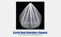 European Style Bridal Veil, Double Tier Bead Embroidery, Crystal Border, Iron Comb, Wedding Party Accessory