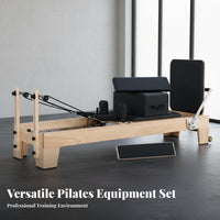 Pilates Reformer Bed Full Body Workout Maple Wood Reformer Adjustable Resistance Core Training Bed for Home Gym Users, Adults, Recovery Center