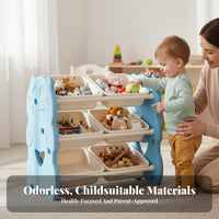 Toy and Book Shelving Unit Stable frame Multi-Bin Storage Rack for Toddlers
