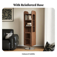 360-Degree Rotation Revolving bookshelf with Mirror Multi-Functional pivot Storage Unit Space-Saving Design Rotating Tower Vintage design for Small Apartment Dwellers, Book Lovers, Homeowners, Living Room, Bedroom, Dressing Area, Entryway