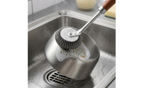 Replaceable Head Kitchen Pot Brush Wooden-Grain Handle Wire Scouring Brush Heavy Duty Stainless Steel Scrubber Grease Removal