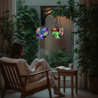 2 Pieces Multicolor Solar Lantern with Butterflies Outdoor Butterfly Solar Lantern Waterproof Light Decorative for Garden, Patio, Yard, Lawn