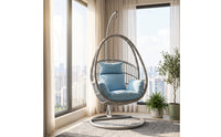 Hanging Basket Chair with Stand Cushioned Hanging Chair with Stand Indoor Outdoor Furniture for Adults, Balcony, Living Room, Reading Corner