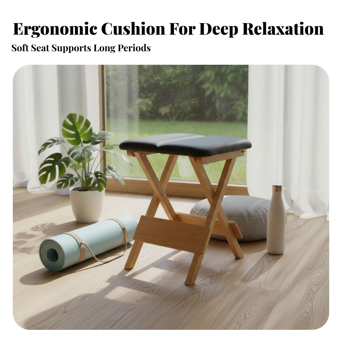 Solid Wood Frame Foldable Mind-Body Practice Stool Portable Pilates Stool Fitness Equipment for Home Gym