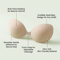 Sticky Bra Push Up Strapless for Women Wedding Dress, Reusable Invisible Breast Pads for Backless Support