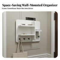 Multi-Functional Electric Meter Box Cover Decorative Breaker Panel Hider Integrated Storage Fuse Box Cover with Shelf Easy Installation for Homeowners, Apartment Dwellers, Office Managers, Hallway, Living Room, Bedroom, Kitchen
