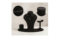 4 Pieces Jewelry Display Set Flocked Jewelry Display with Base Velvet for Vanity
