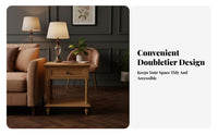 two-levellevel Bedside Table Vintage design 2-Tier Small Table Farmhouse Aesthetic