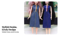 Doll in Dungaree Dress Fashionable Design, Fashion Dress, Cute 30cm Doll Outfit for Kids
