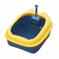 Anti-Splash Guard Semi-Enclosed Cat Litter Box Scoop Included Semi-Enclosed Cat Toilet Spacious Interior High-Sided Litter Pan Easy to Clean for Large Cats, Indoor