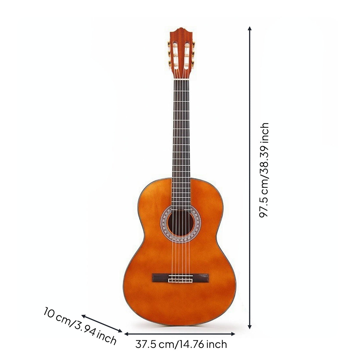 Classical Guitar Glossy Nylon String Guitar Wood-Grain Nylon String Set for Beginners, Casual Guitarists
