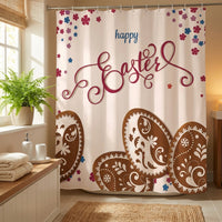 Easter Egg Pattern Shower Curtain Waterproof Easter Shower Curtain Festive Design for Families, Homeowners, Bathtub, RV